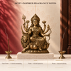 Bhavani dhoop for Durga puja, lit beside a brass Maa Durga idol