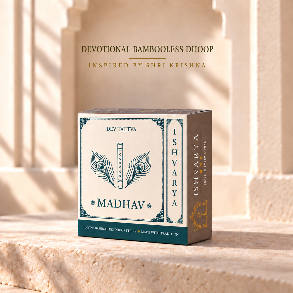 Madhav bambooless dhoop box with holder, 45 sticks (6mm), 30 sticks (12mm)