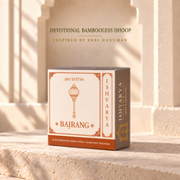 Bajrang bambooless dhoop box with holder, 45 sticks (6mm), 30 sticks (12mm)