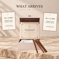 Raghav bambooless dhoop box contents: 45 sticks of 6 mm or 30 sticks of 12 mm, holder included