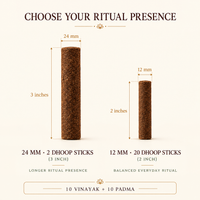Shubh Deepavali Diwali puja dhoop: two 24 mm dhoop sticks and twenty 12 mm sticks (10 Vinayak, 10 Padma)